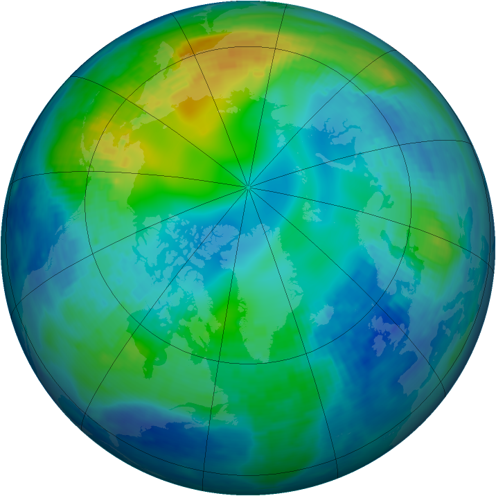 Arctic ozone map for 05 November 1992